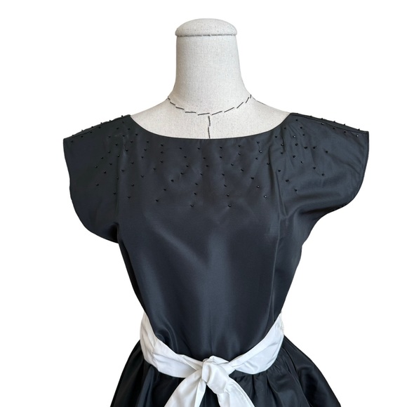 Vintage 70s 80s Contempo Casuals Taffeta Peplum Dress New Wave Prom Party - Picture 2 of 12